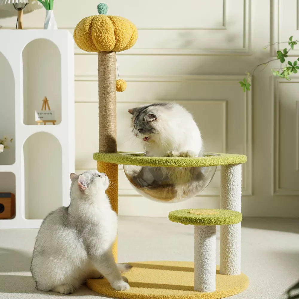 Fairela Interactive 33.5-in Hemp Cat Tree & Condo with Perch Bowl Bed