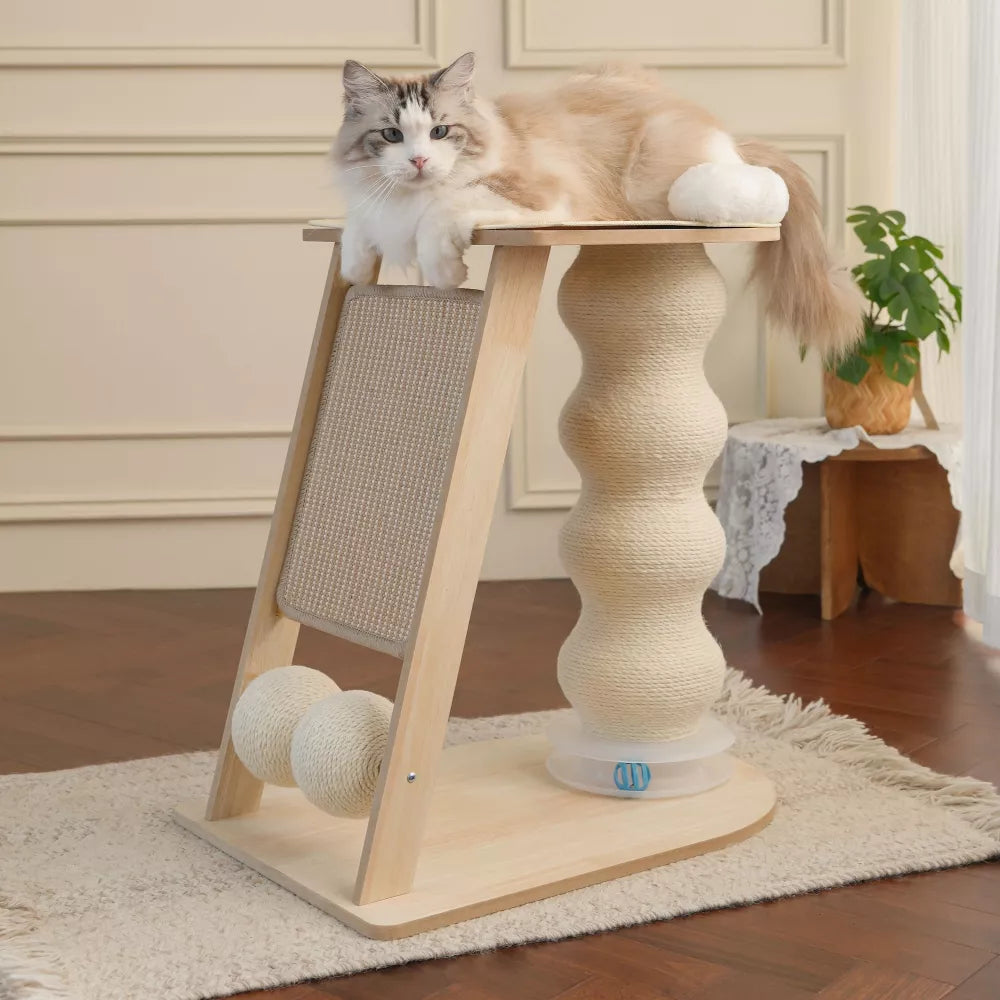 Fairela Multi-Function 23.6-in Hemp Cat Scratching Post with Platform & Ramp