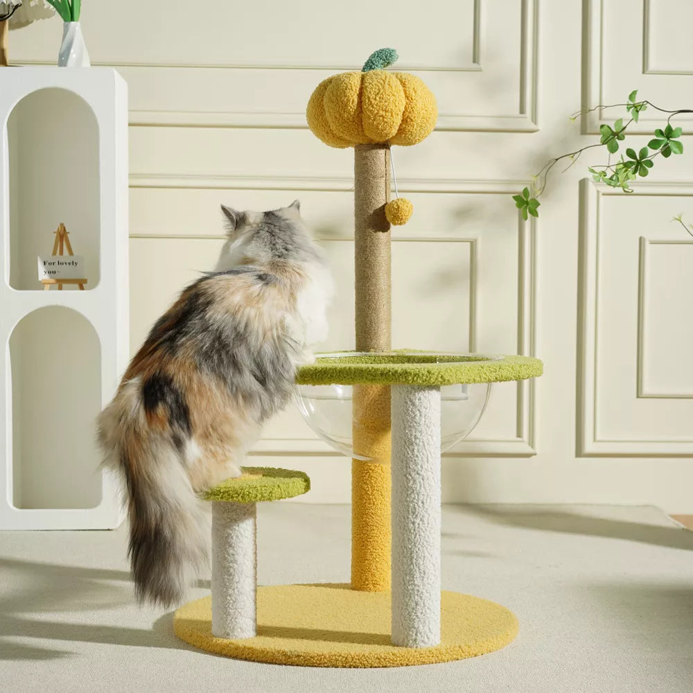 Fairela Interactive 33.5-in Hemp Cat Tree & Condo with Perch Bowl Bed
