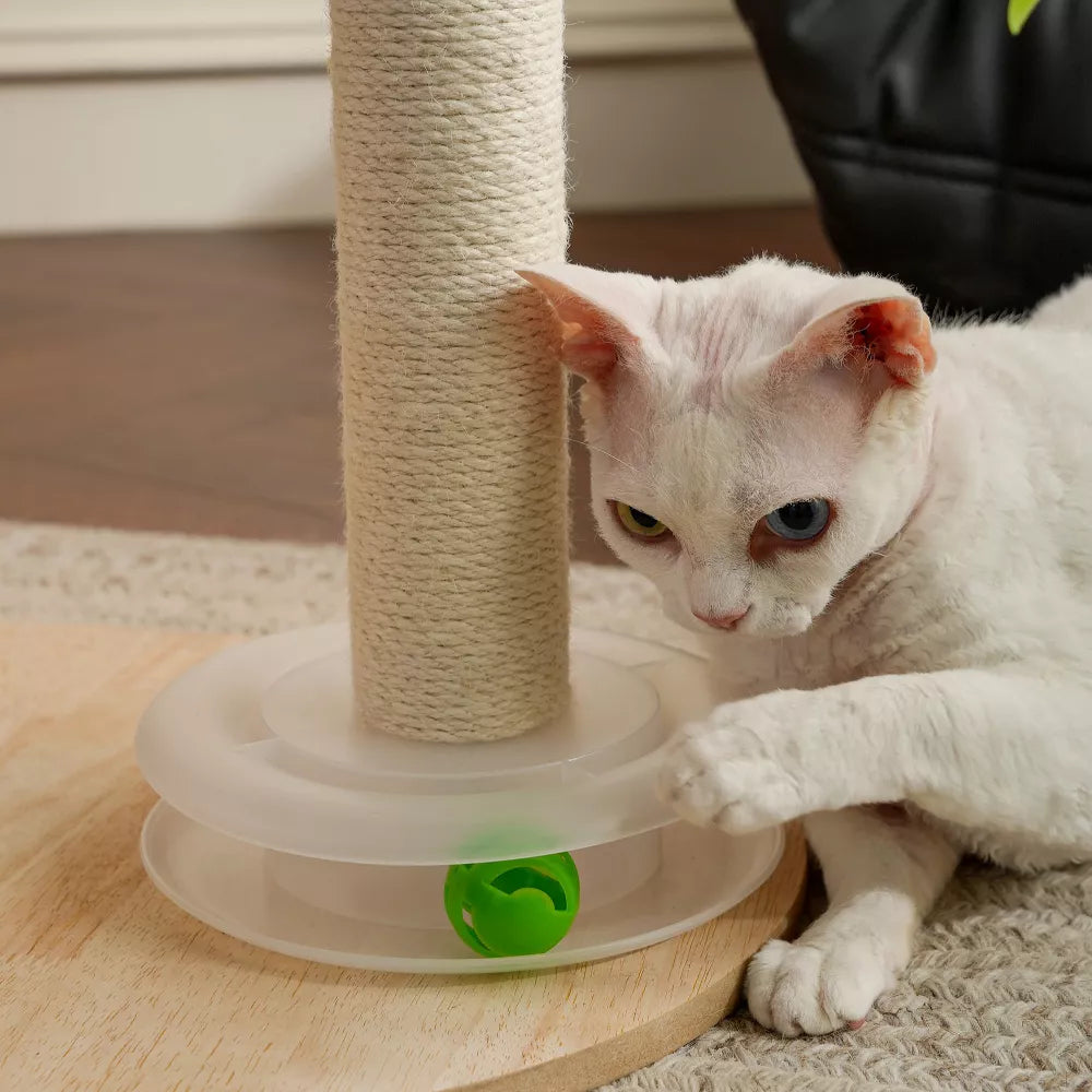 Fairela 24-in Fleece Cat Scratching Stand with Dual Posts & Ball Toy
