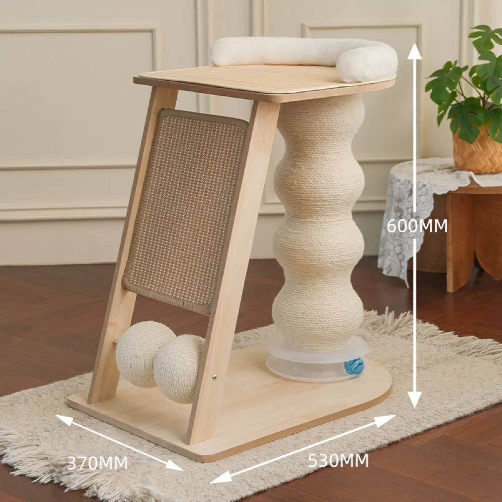 Fairela Multi-Function 23.6-in Hemp Cat Scratching Post with Platform & Ramp
