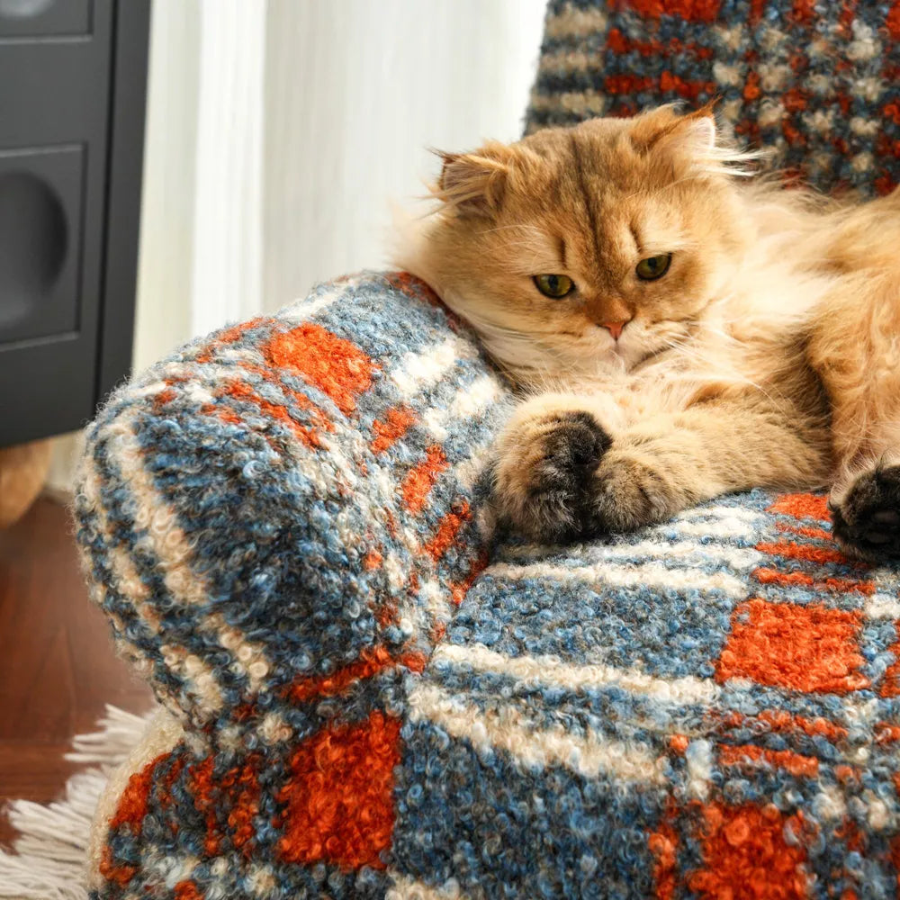 Fairela Retro Cozy Plush Couch Machine Washable Sofa Cat Bed