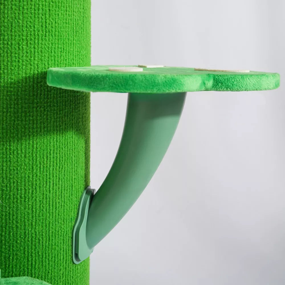 Fairela Flower-Shaped 30-in Fleece Cat Scratching Post with Multi-Level Perches, Red/Green/Blue