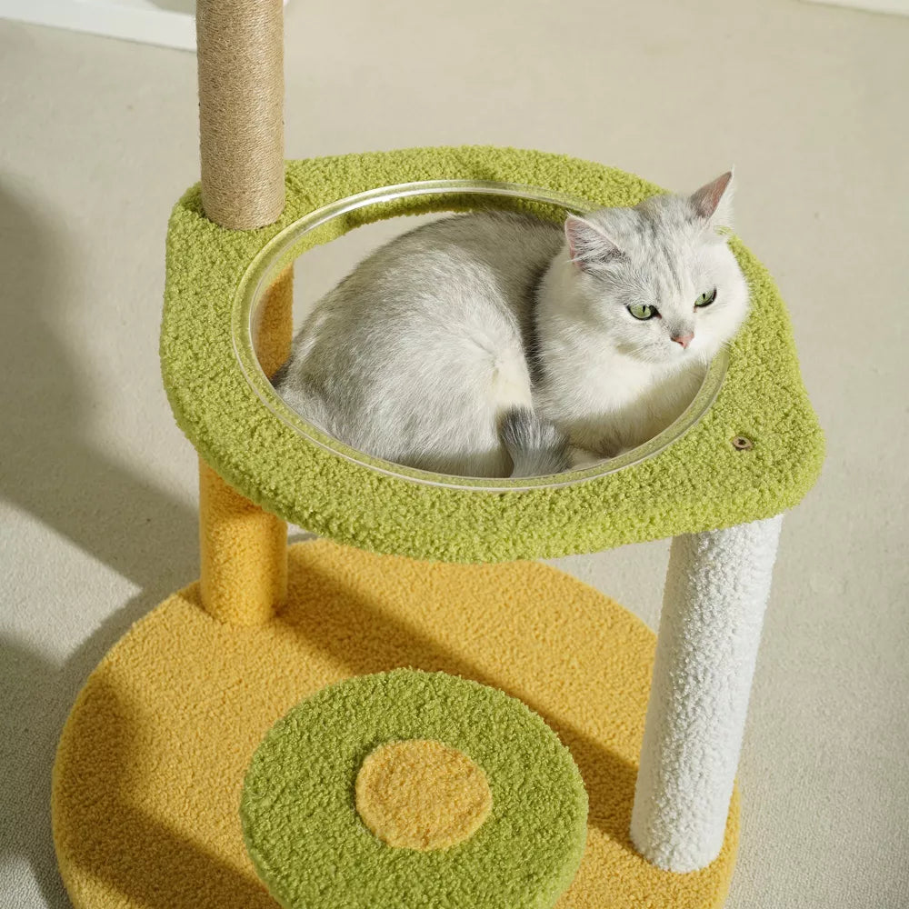 Fairela Interactive 33.5-in Hemp Cat Tree & Condo with Perch Bowl Bed