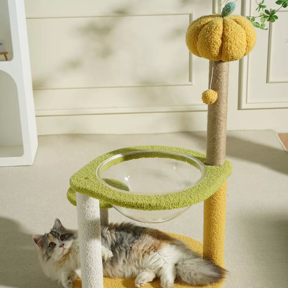 Fairela Interactive 33.5-in Hemp Cat Tree & Condo with Perch Bowl Bed