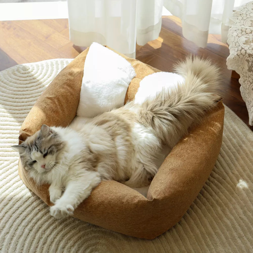 Fairela Anti-Fur Plush Cat Bed with Removable Cushions