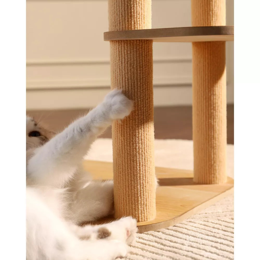 Fairela Modern 22.8-in Hemp Cat Tree with Clear Bowl Bed & Scratching Posts