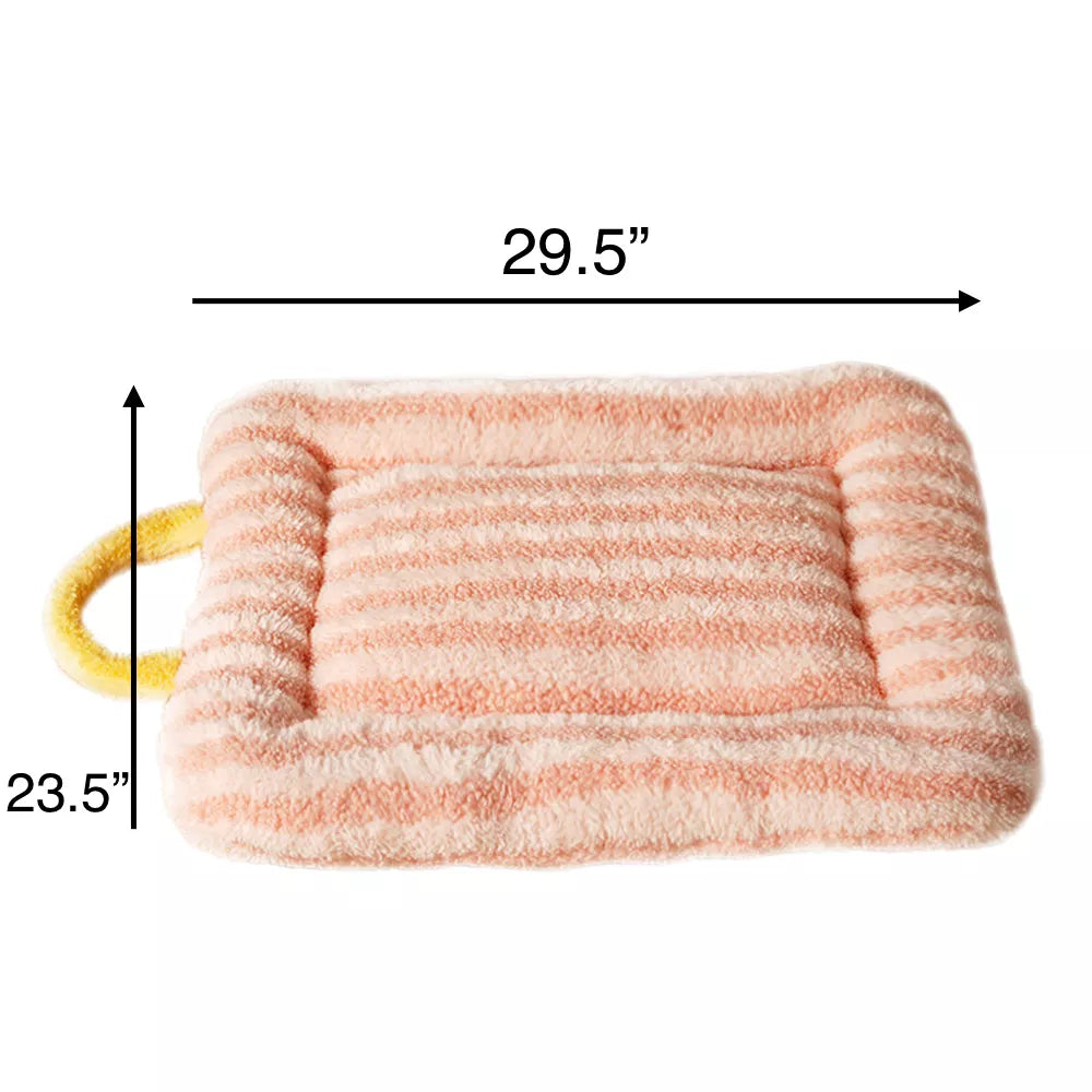Fairela Double Sided Plush Square Cat Bed Mat with Raised Edges Pink