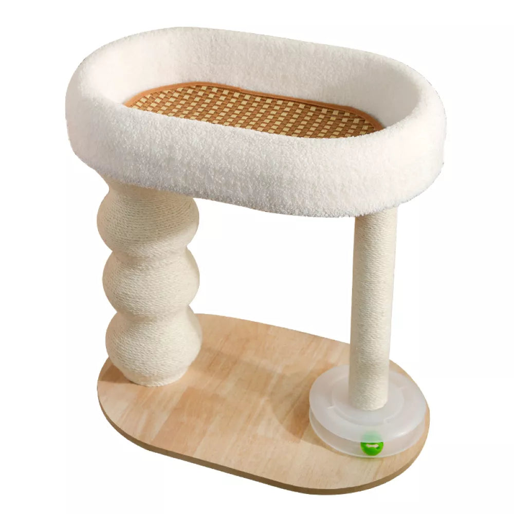 Fairela 24-in Fleece Cat Scratching Stand with Dual Posts & Ball Toy