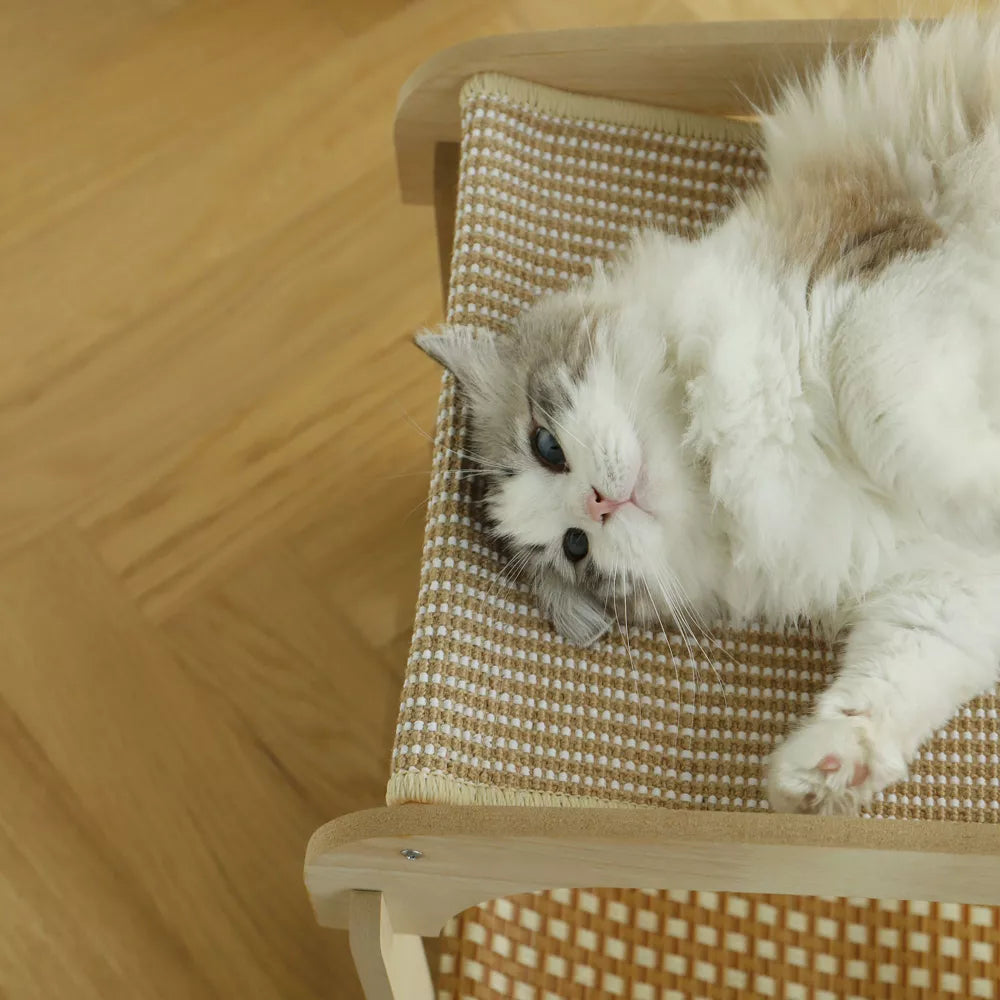 Fairela Two-Tier Cat Lounger Bed with Wooden Frame Hammock