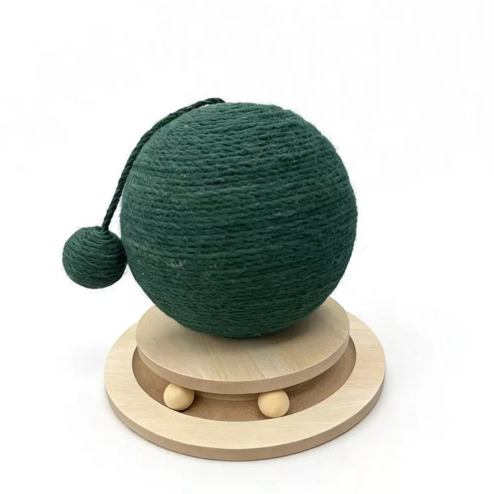 Fairela Cactus Interactive Jute Rope 9-in Hemp Cat Scratching Ball with Rolling Base