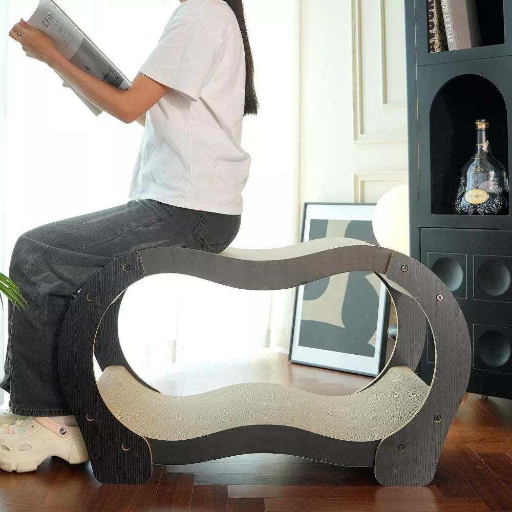 Fairela Double Curved Cardboard 19.5-in Recycled Materials Cat Scratching Bed