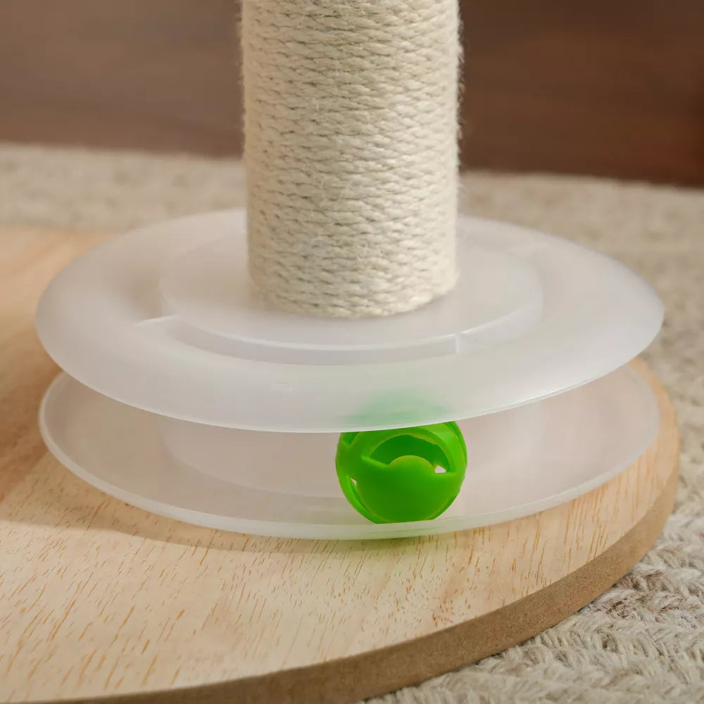 Fairela 24-in Fleece Cat Scratching Stand with Dual Posts & Ball Toy