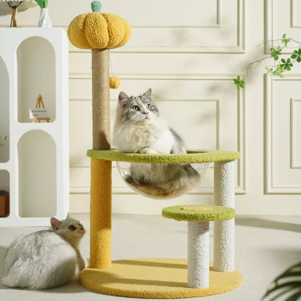 Fairela Interactive 33.5-in Hemp Cat Tree & Condo with Perch Bowl Bed