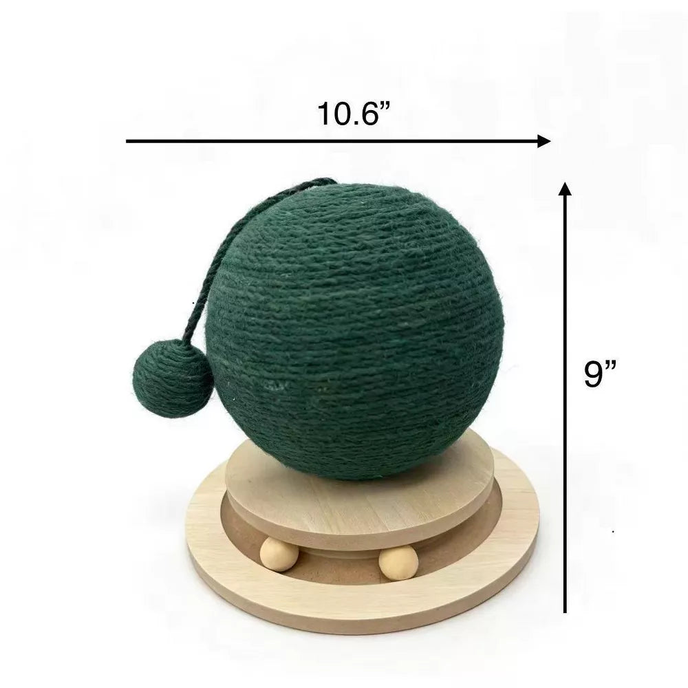 Fairela Cactus Interactive Jute Rope 9-in Hemp Cat Scratching Ball with Rolling Base