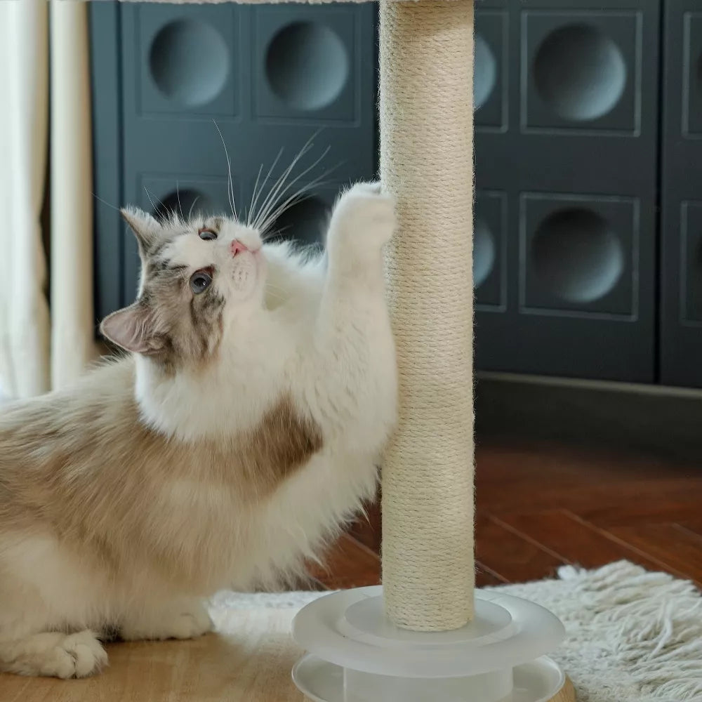 Fairela 24-in Fleece Cat Scratching Stand with Dual Posts & Ball Toy