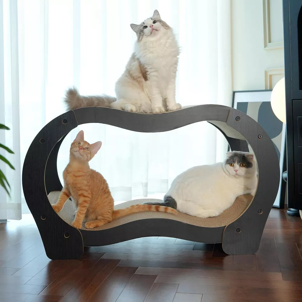 Fairela Double Curved Cardboard 19.5-in Recycled Materials Cat Scratching Bed