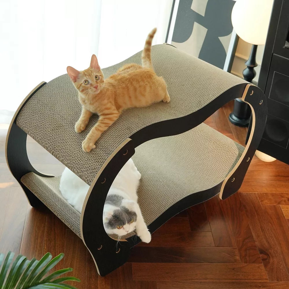 Fairela Double Curved Cardboard 19.5-in Recycled Materials Cat Scratching Bed