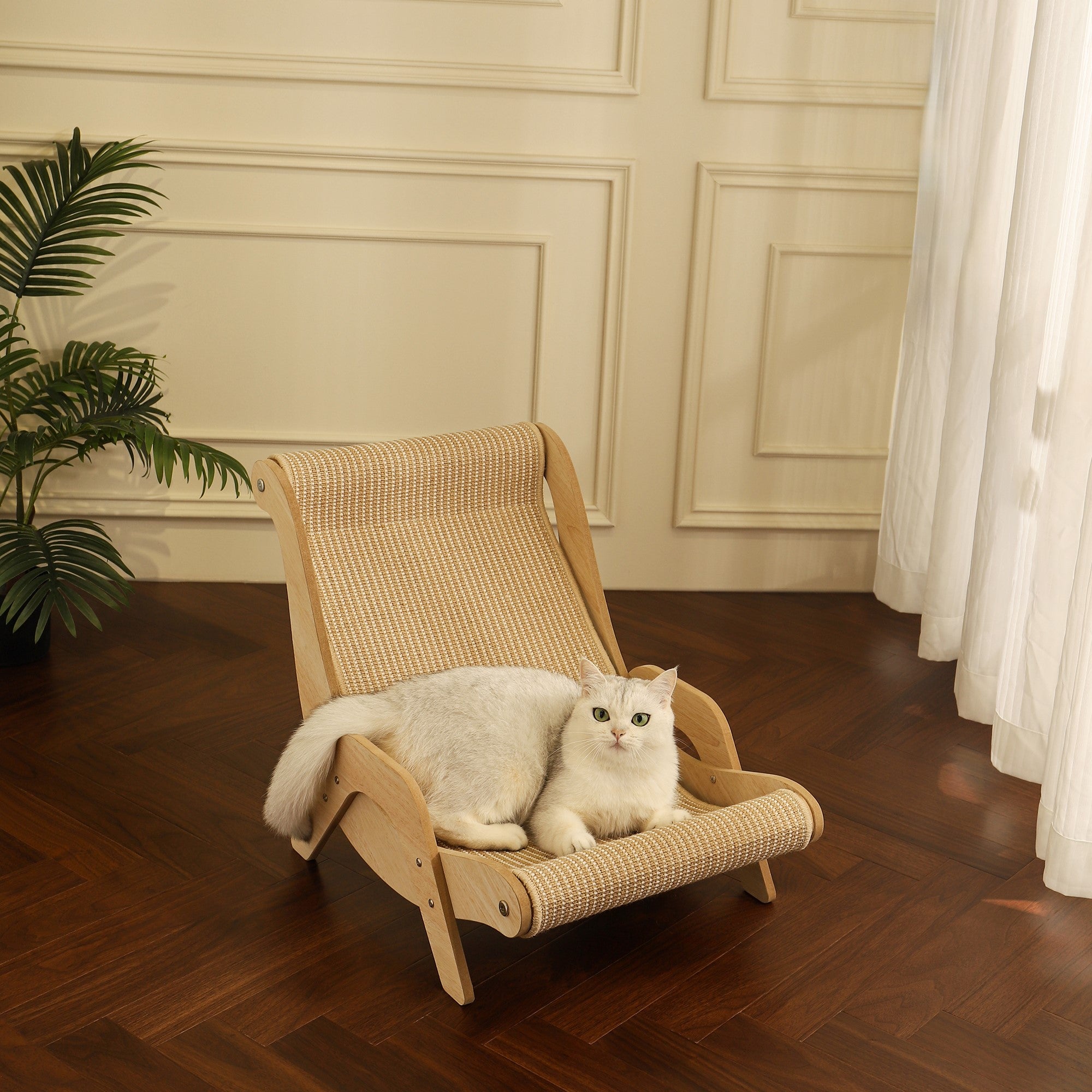 Fairela Pet Solid Wood Hemp Mat Lounge Chair Dog & Cat Bed