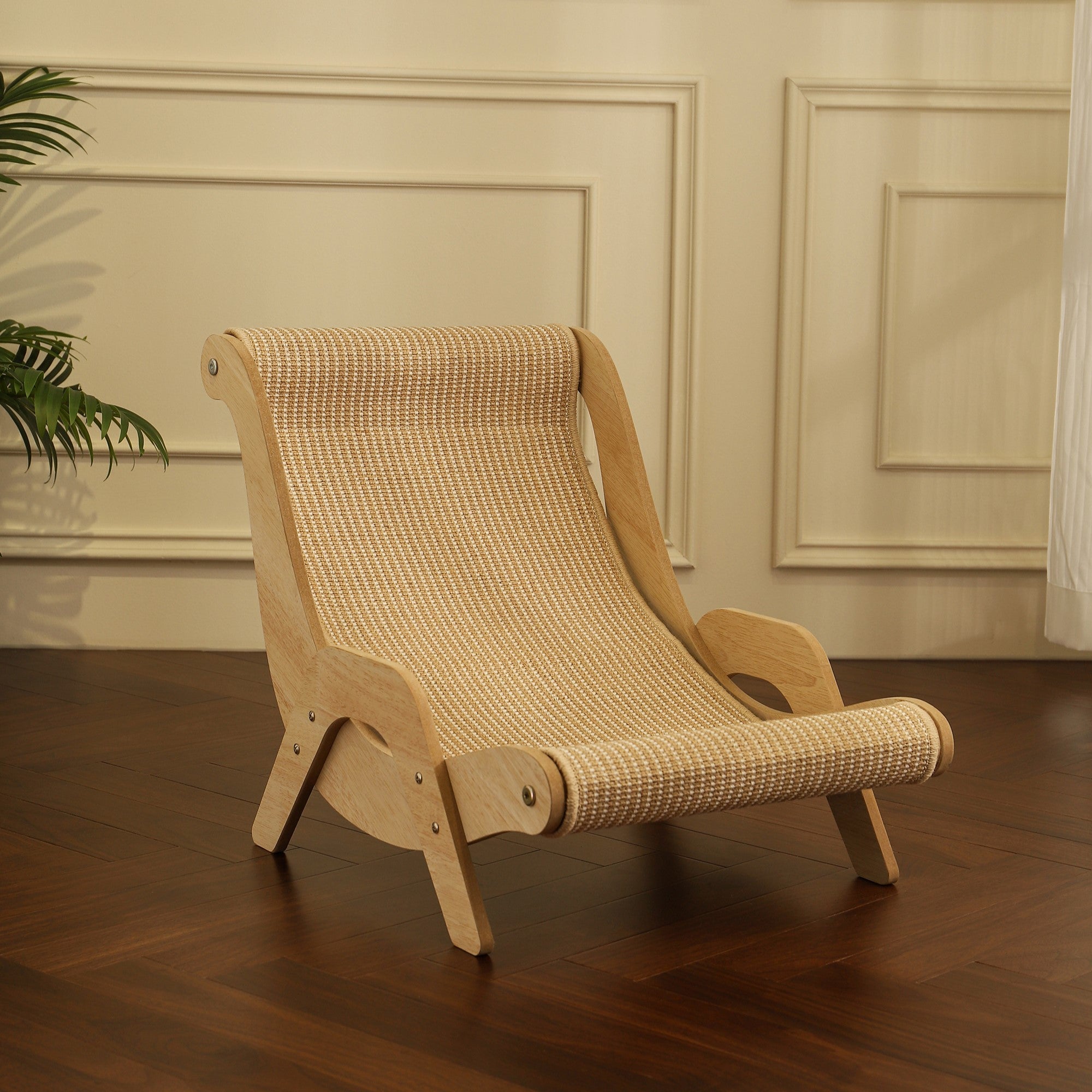 Fairela Pet Solid Wood Hemp Mat Lounge Chair Dog & Cat Bed