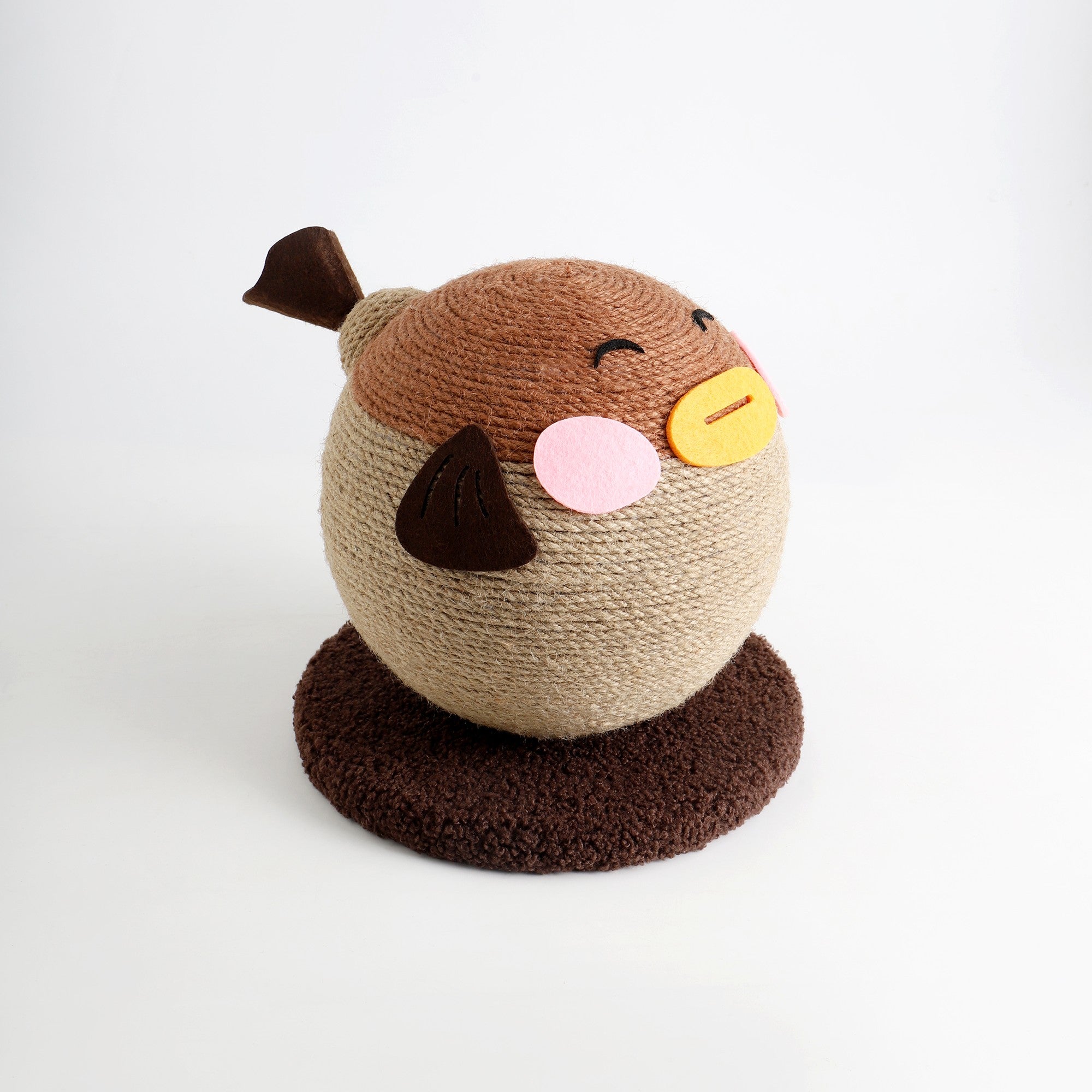 Fairela Pet Pufferfish Cat Ball Toy，Brown