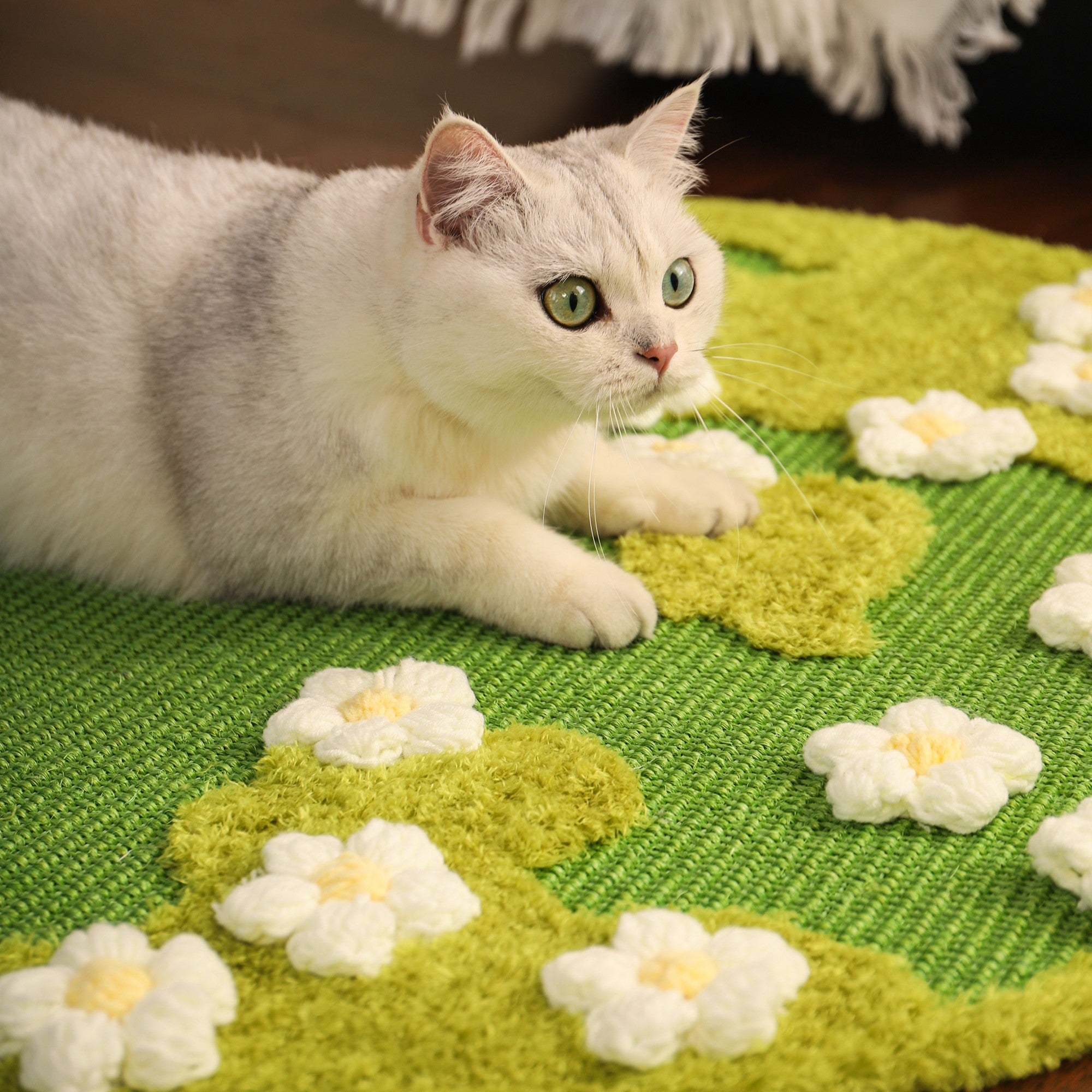 Fairela Pet Floral Sisal Dog & Cat Rug Pad, Green, Medium