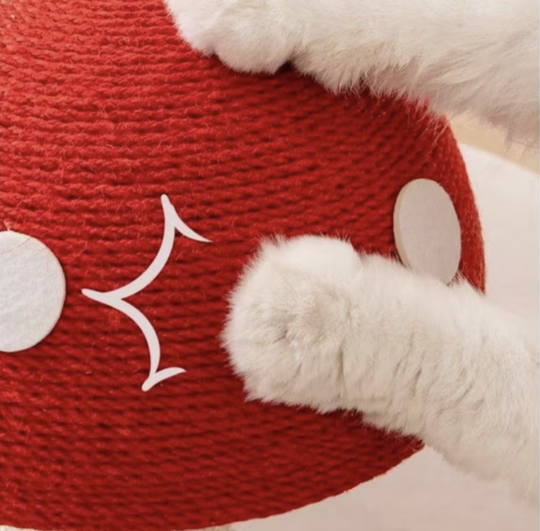 Fairela Pet Mushroom Spinning 20.9-in Hemp Cat Scratching Post, White/Red