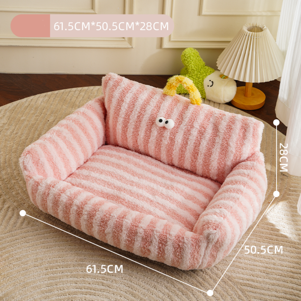 Fairela Pet Large Striped Furniture Style Sofa Dog & Cat Bed with Removable Cover, Medium