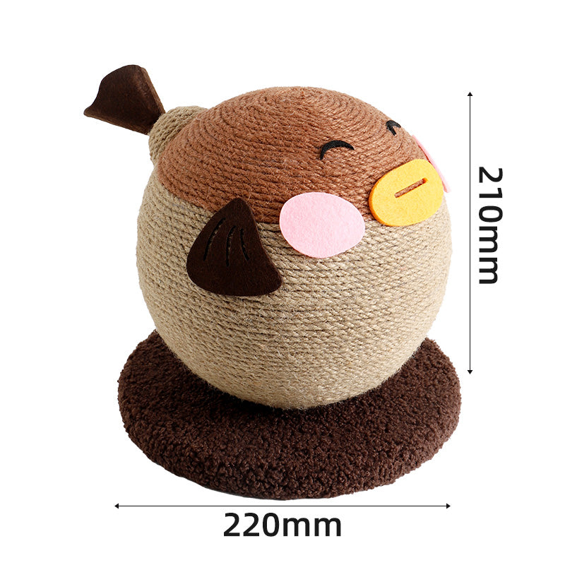 Fairela Pet Pufferfish Cat Ball Toy，Brown